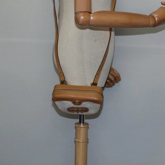 GUCCI Micro GG Supreme Shoulder Bag PVC Beige Gold - Picture 1 of 16